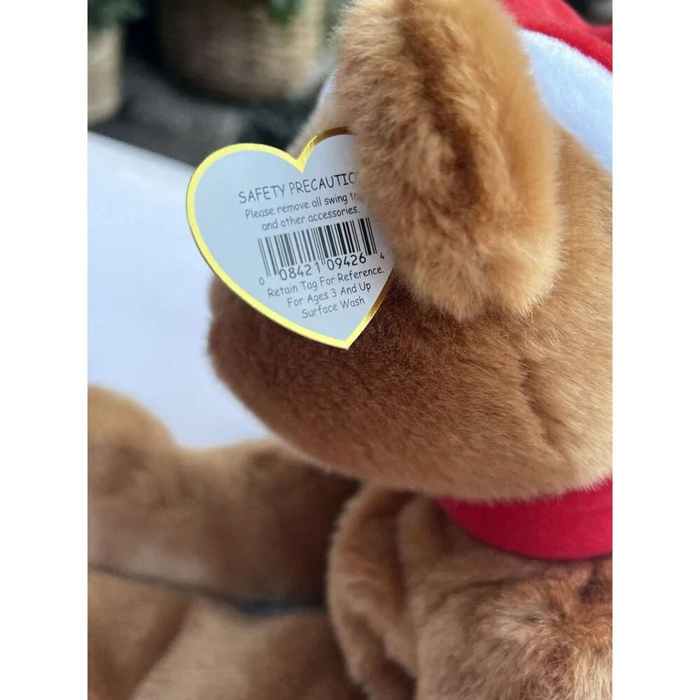 Ty Beanie Buddies 1997 Holiday Teddy Bear Plush with Santa Hat